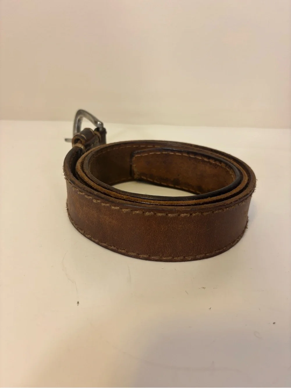 American Eagle Classic Brown Leather Men's Belt with Silver Buckle